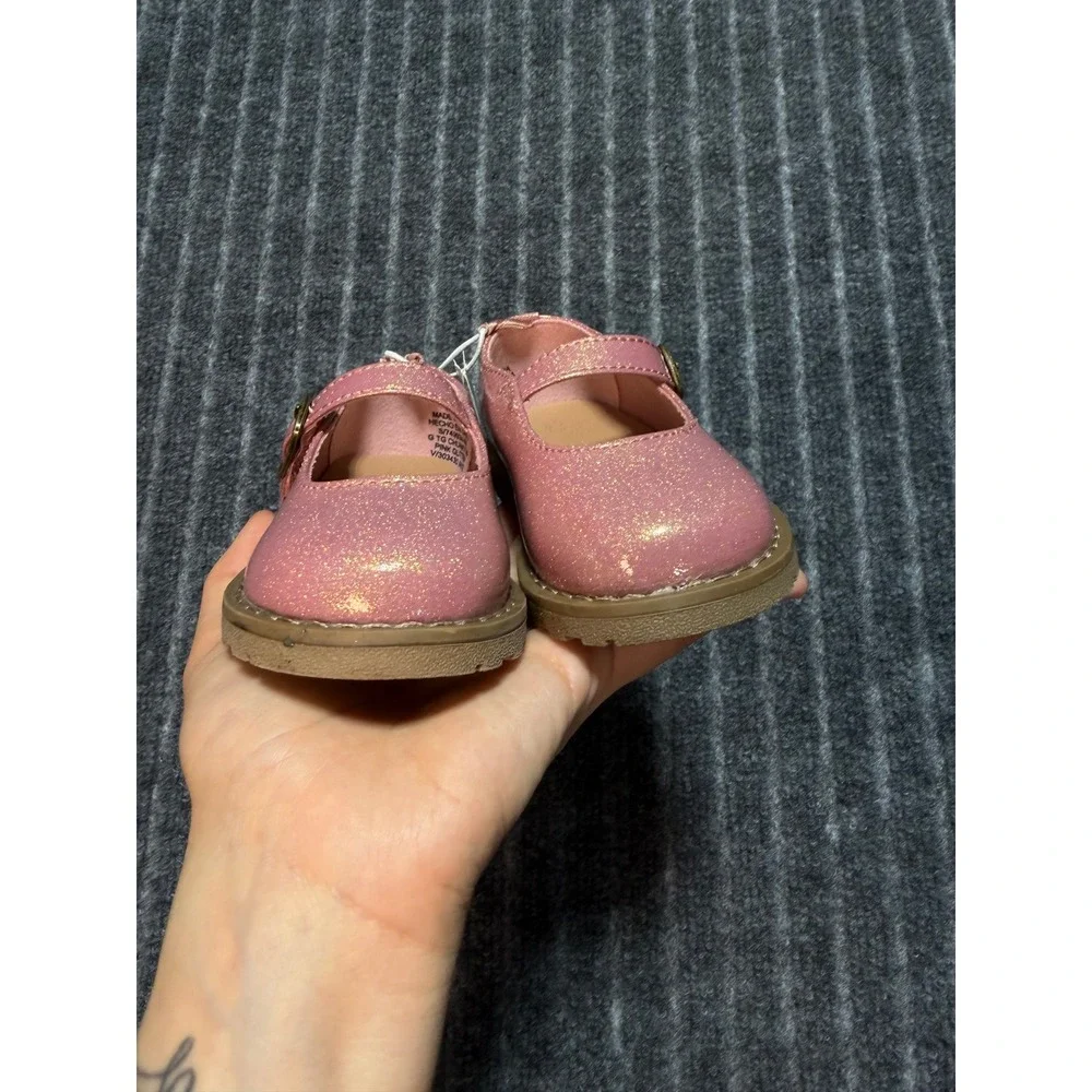 Old Navy Mary Jane Shoes Kids Size 5 Pink Glitter Chunky Buckle Strap